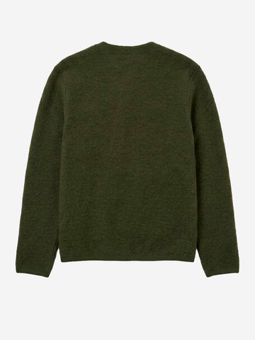 UNIVERSAL WORKS Cardigan verde in fleece di lana con tasche applicate Verde Oliva
