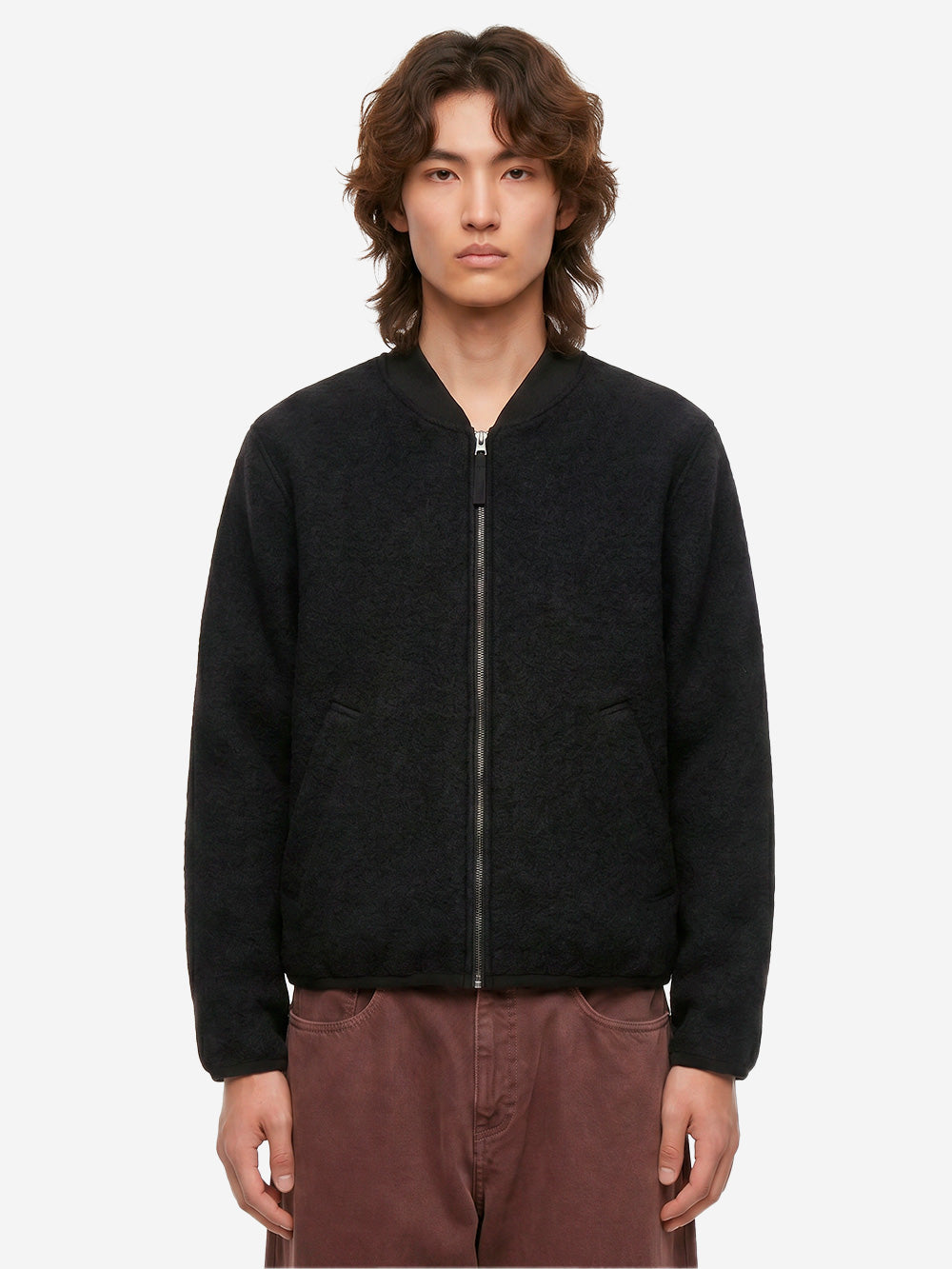 UNIVERSAL WORKS Bomber nero in lana con zip Nero Urbanstaroma