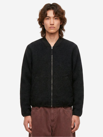 UNIVERSAL WORKS Bomber nero in lana con zip Nero