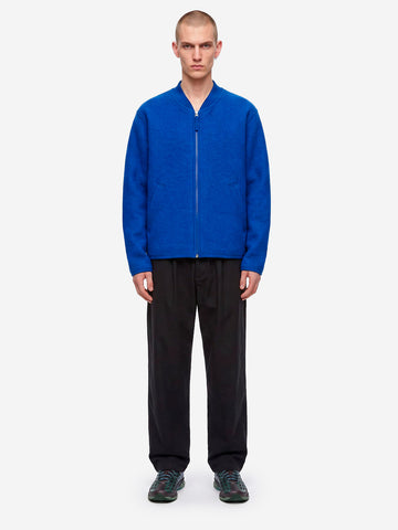 UNIVERSAL WORKS Bomber blu in lana con zip Blu