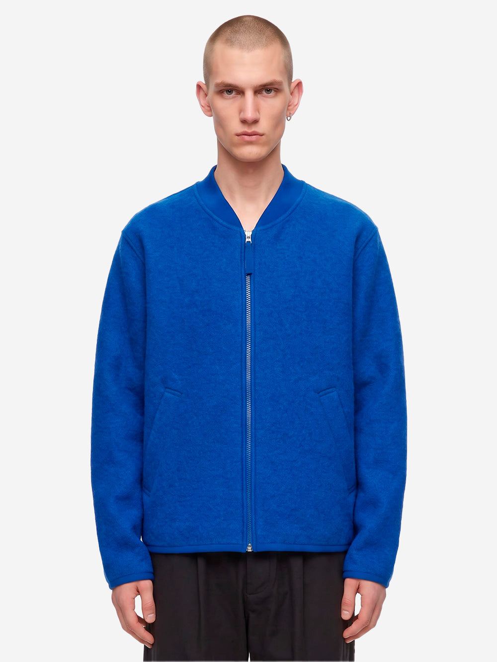 UNIVERSAL WORKS Bomber blu in lana con zip Blu Urbanstaroma