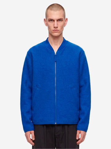 UNIVERSAL WORKS Bomber blu in lana con zip Blu