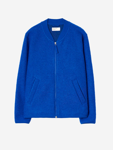 UNIVERSAL WORKS Bomber blu in lana con zip Blu