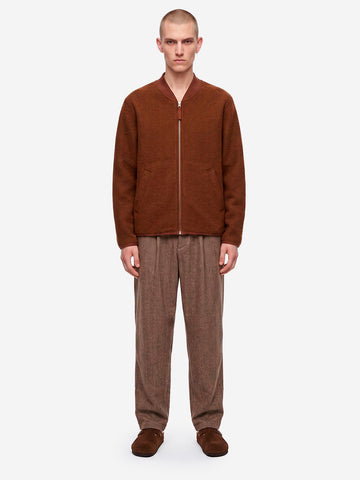 UNIVERSAL WORKS Bomber marrone in lana con zip Marrone scuro
