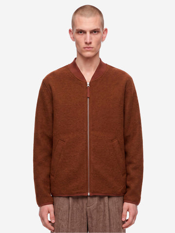 UNIVERSAL WORKS Bomber marrone in lana con zip Marrone scuro