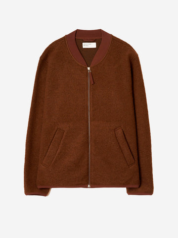 UNIVERSAL WORKS Bomber marrone in lana con zip Marrone scuro