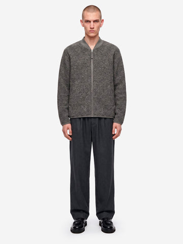 UNIVERSAL WORKS Bomber grigio in lana con zip Grigio