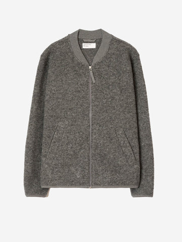 UNIVERSAL WORKS Bomber grigio in lana con zip Grigio