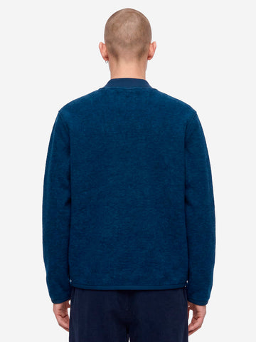 UNIVERSAL WORKS Bomber blu indigo in lana con zip Celeste