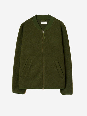 UNIVERSAL WORKS Bomber oliva in lana con zip Verde Oliva