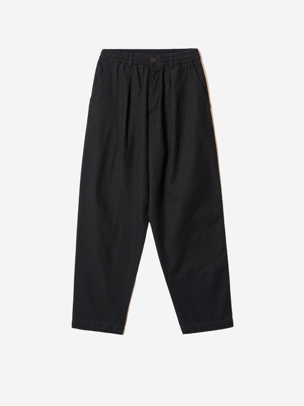 UNIVERSAL WORKS Pantaloni Brushed Moleskin Pleated Track Pant neri Nero Urbanstaroma