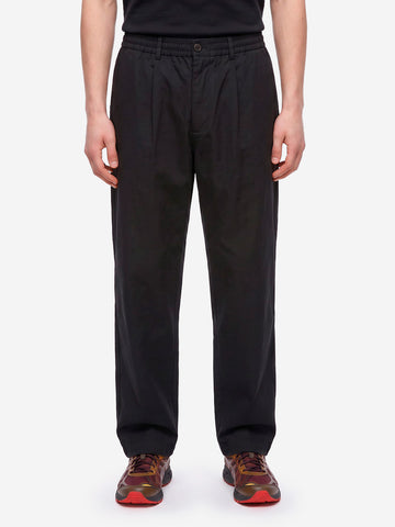 UNIVERSAL WORKS Pantaloni Brushed Moleskin Pleated Track Pant neri Nero