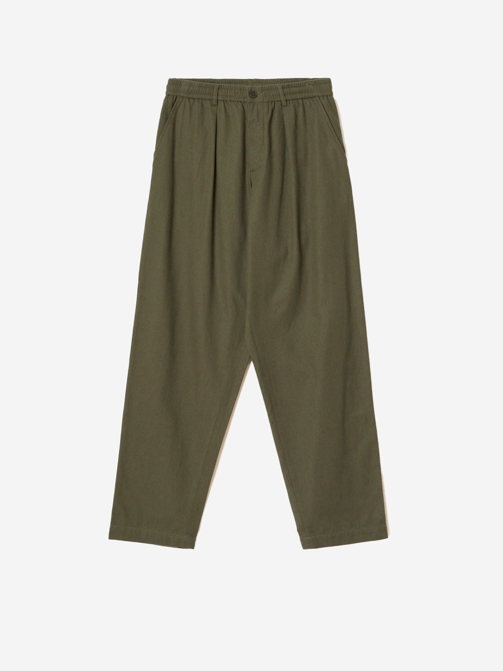 UNIVERSAL WORKS Pantaloni Brushed Moleskin Pleated Track Pant oliva Verde Oliva Urbanstaroma