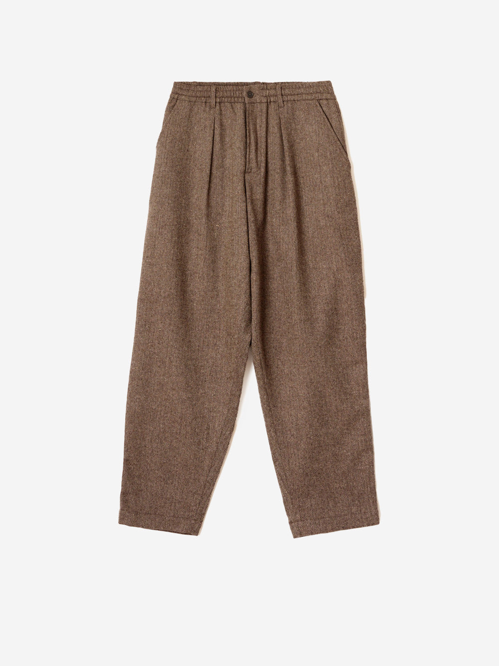 UNIVERSAL WORKS Pantaloni Wool Herringbone Pleated marroni Marrone Urbanstaroma
