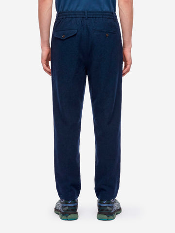 UNIVERSAL WORKS Pantaloni Wool Herringbone Pleated navy Blu scuro