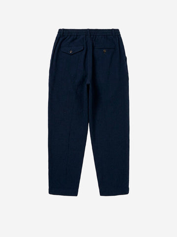 UNIVERSAL WORKS Pantaloni Wool Herringbone Pleated navy Blu scuro