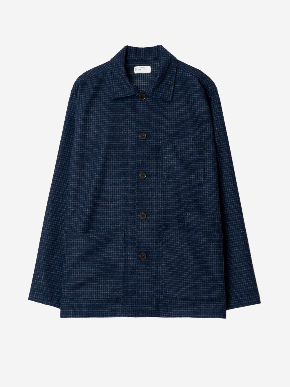 UNIVERSAL WORKS Overshirt Navy a quadri in misto lana Blu scuro Urbanstaroma