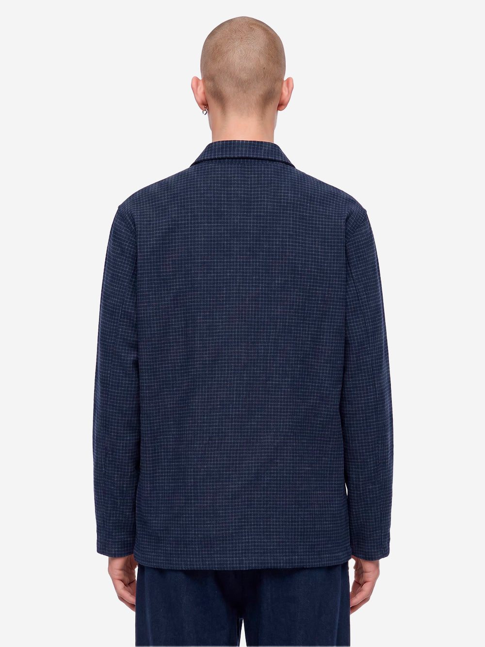 UNIVERSAL WORKS Overshirt Navy a quadri in misto lana Blu scuro Urbanstaroma