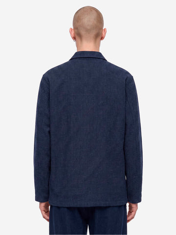 UNIVERSAL WORKS Overshirt Navy a quadri in misto lana Blu scuro