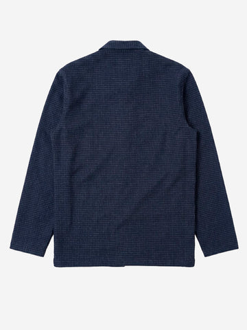 UNIVERSAL WORKS Overshirt Navy a quadri in misto lana Blu scuro