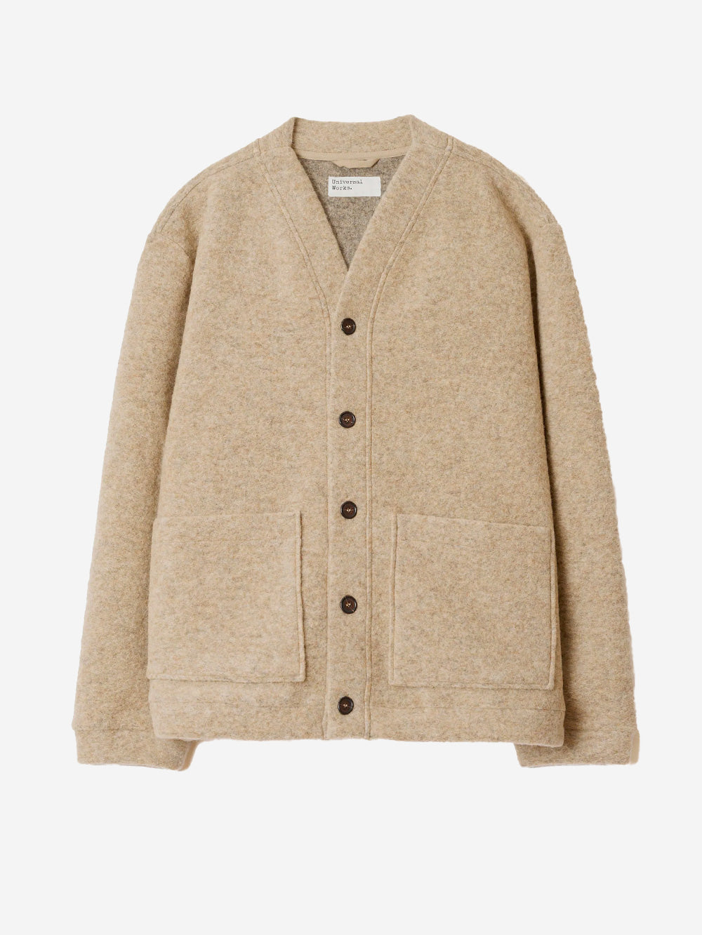 UNIVERSAL WORKS Cardigan 'Advance' beige in wool fleece beige Urbanstaroma