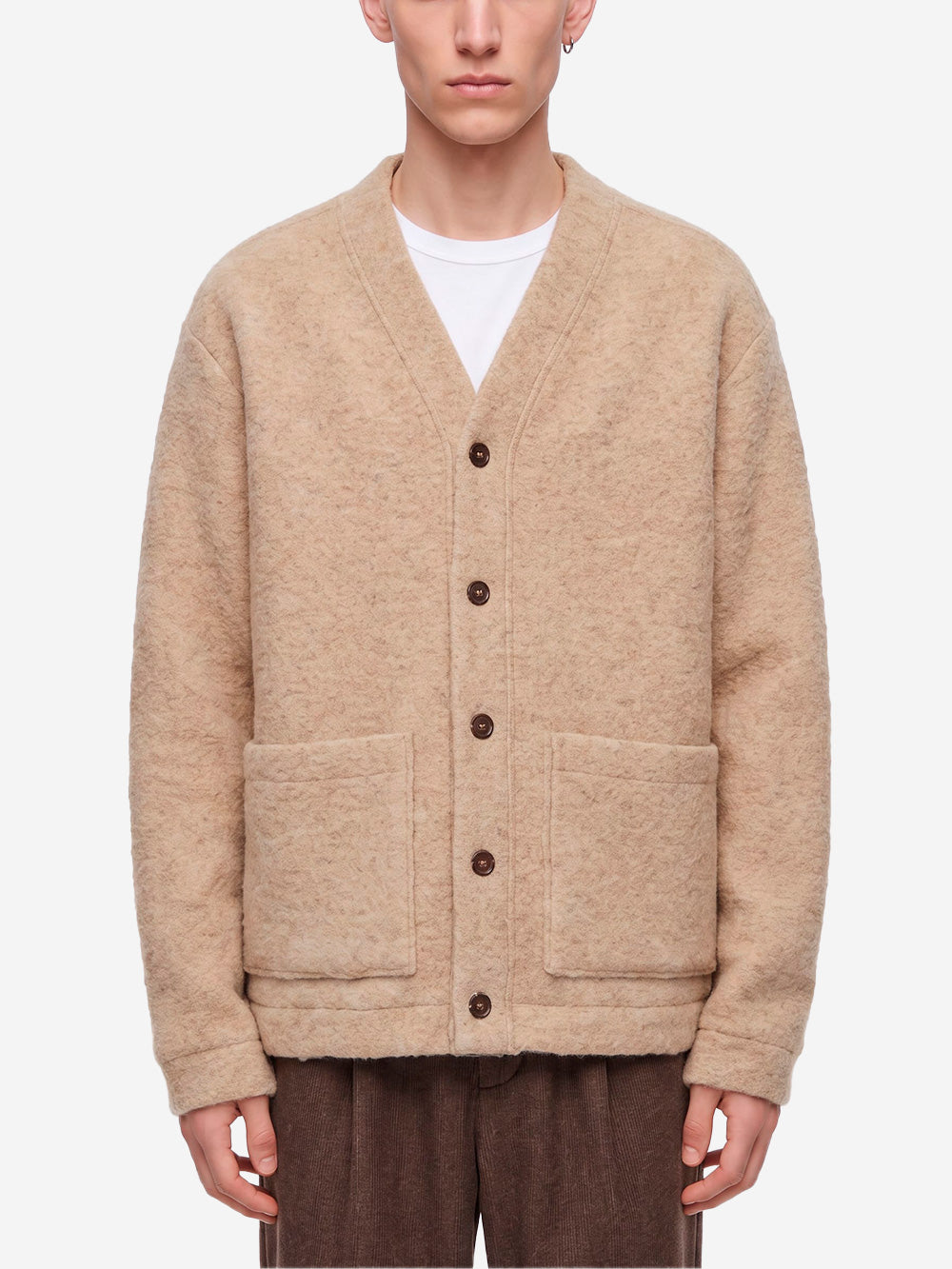 UNIVERSAL WORKS Cardigan 'Advance' beige in wool fleece beige Urbanstaroma