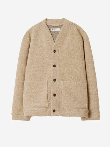 UNIVERSAL WORKS Cardigan 'Advance' beige in wool fleece beige