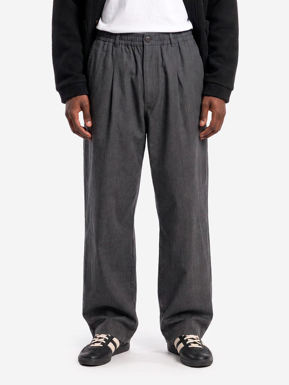 UNIVERSAL WORKS Pantaloni Oxford in cotone e lino grigi Grigio Urbanstaroma