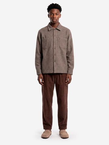 UNIVERSAL WORKS Pantaloni track marroni in cotone corduroy Marrone scuro