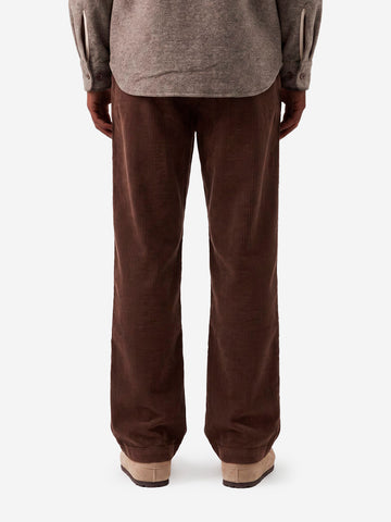 UNIVERSAL WORKS Pantaloni track marroni in cotone corduroy Marrone scuro
