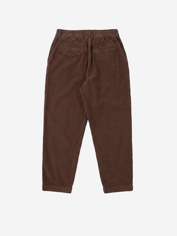 UNIVERSAL WORKS Pantaloni track marroni in cotone corduroy Marrone scuro