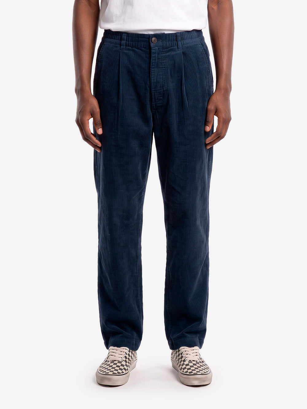 UNIVERSAL WORKS Pantaloni track navy in cotone corduroy Blu scuro Urbanstaroma