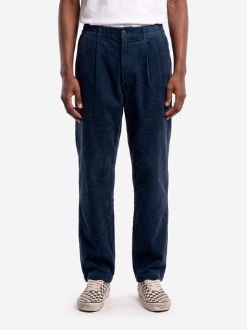 UNIVERSAL WORKS Pantaloni track navy in cotone corduroy Blu scuro