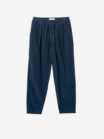 UNIVERSAL WORKS Pantaloni track navy in cotone corduroy Blu scuro