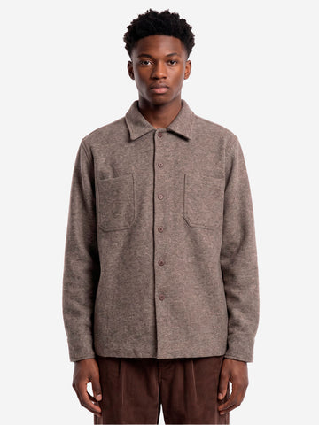 UNIVERSAL WORKS Overshirt 'Work' in misto lana con tasche sul petto Marrone chiaro