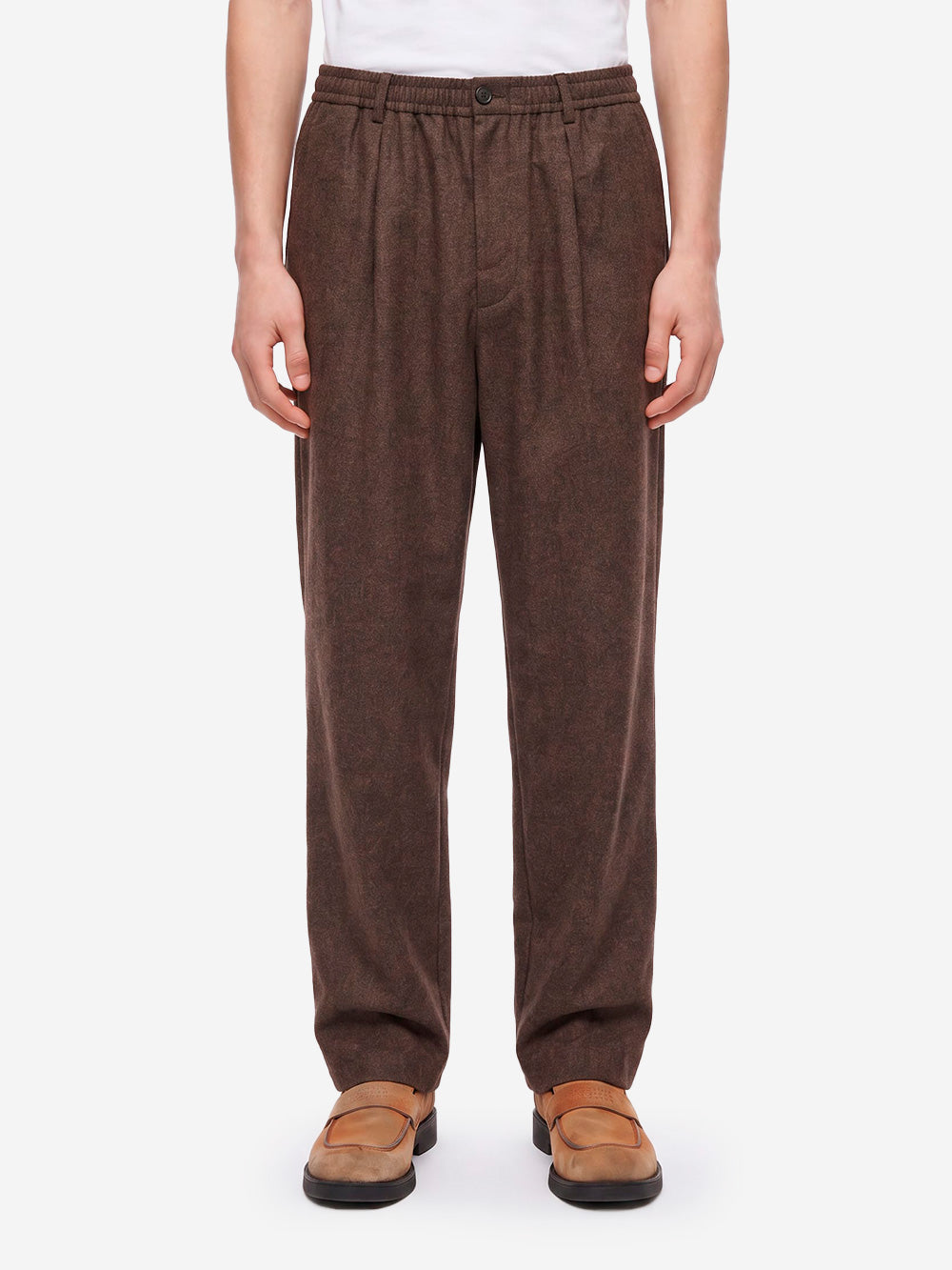 UNIVERSAL WORKS Pantaloni Wool Herringbone Pleated marroni Marrone Urbanstaroma