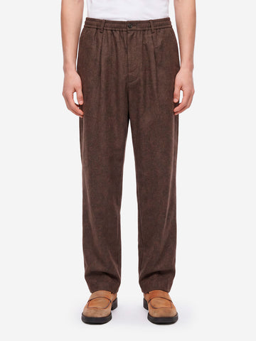 UNIVERSAL WORKS Pantaloni Wool Herringbone Pleated marroni Marrone