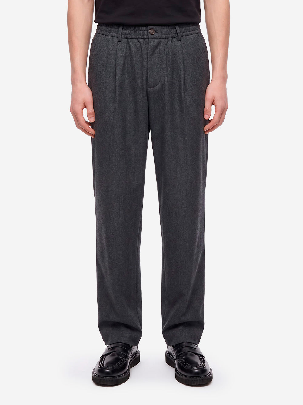 UNIVERSAL WORKS Pantaloni Wool Herringbone Pleated antracite grigio Urbanstaroma