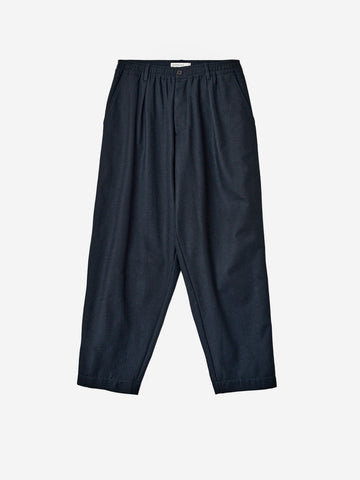UNIVERSAL WORKS Pantaloni Wool Herringbone Pleated navy Blu scuro
