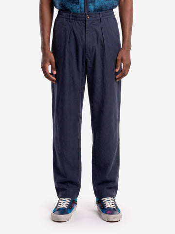 UNIVERSAL WORKS Pantaloni Comfort Moleskin blu con pinces Blu scuro