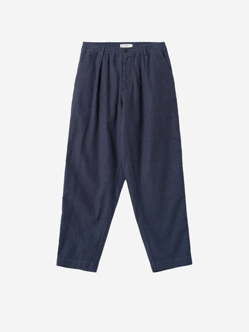 UNIVERSAL WORKS Pantaloni Comfort Moleskin blu con pinces Blu scuro