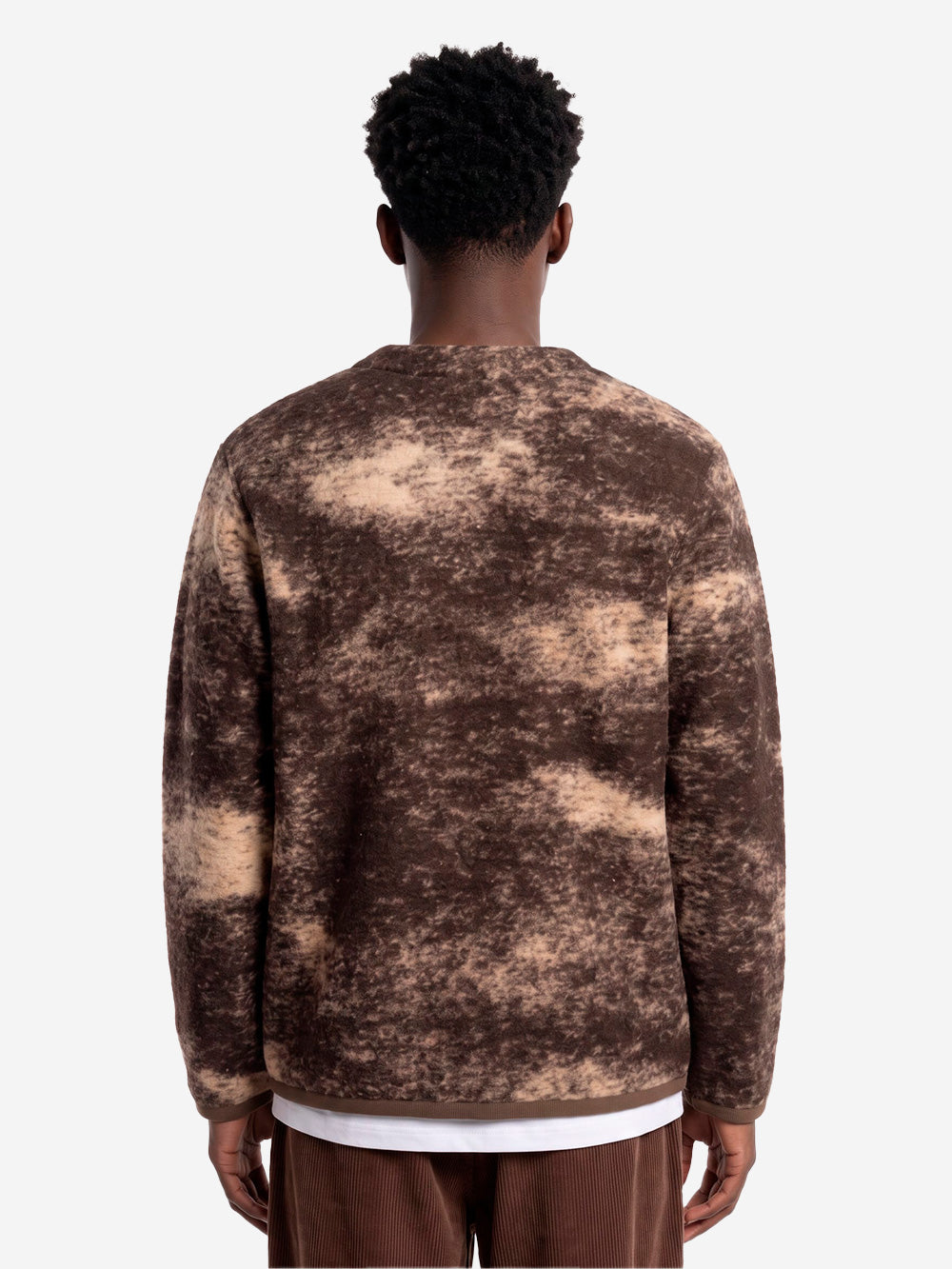 UNIVERSAL WORKS Cardigan in fleece di lana con motivo cloud camo marrone Marrone Urbanstaroma