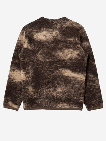 UNIVERSAL WORKS Cardigan in fleece di lana con motivo cloud camo marrone Marrone
