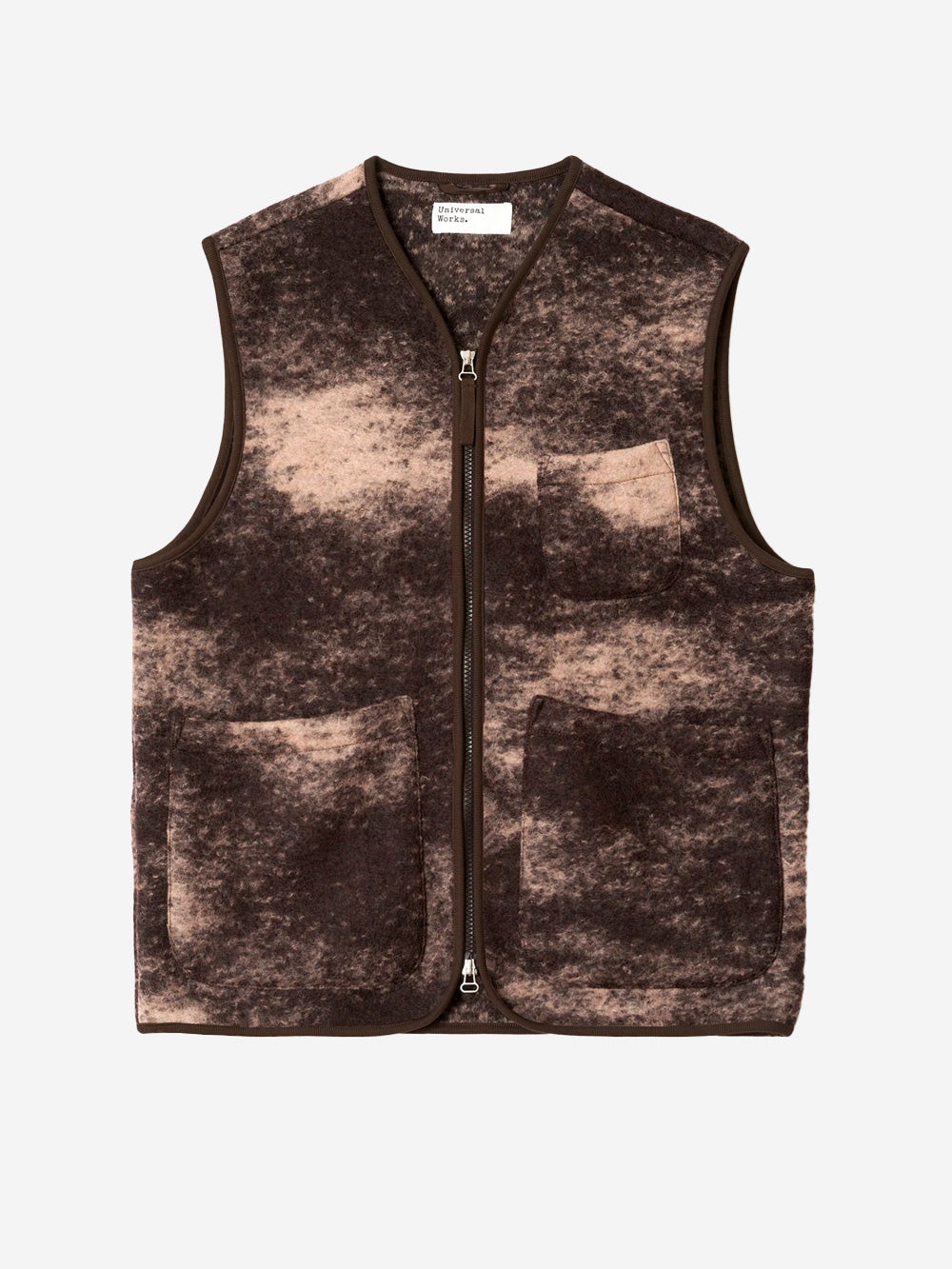 UNIVERSAL WORKS Gilet Cloud Camo Knit Zip marrone Marrone Urbanstaroma