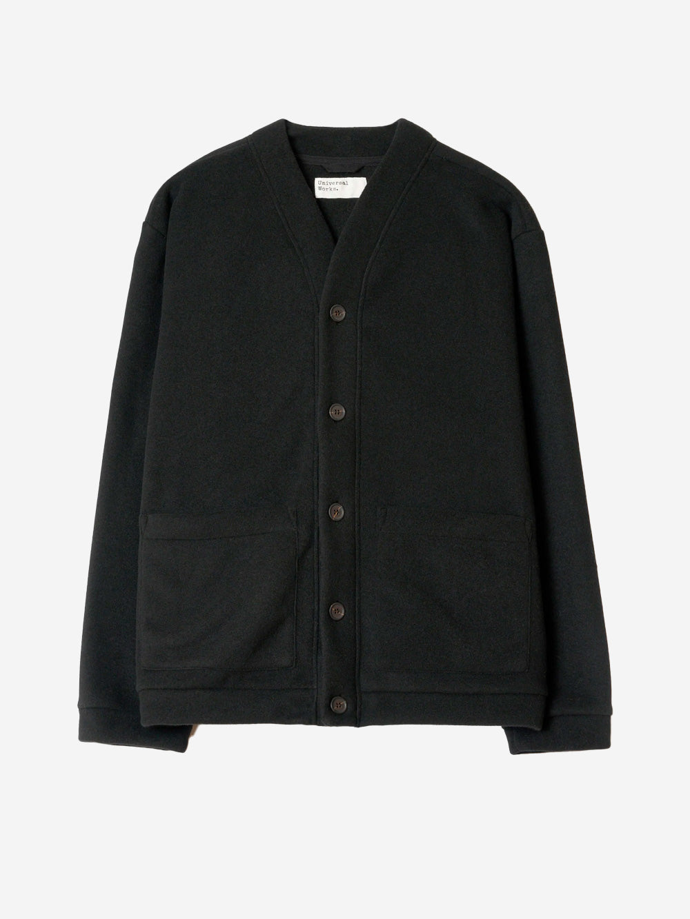 UNIVERSAL WORKS Cardigan Chelo Fleece Advanced nero Nero Urbanstaroma