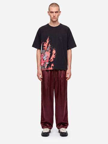 Y-3 T-Shirt nera con grafica oni-mask Nero