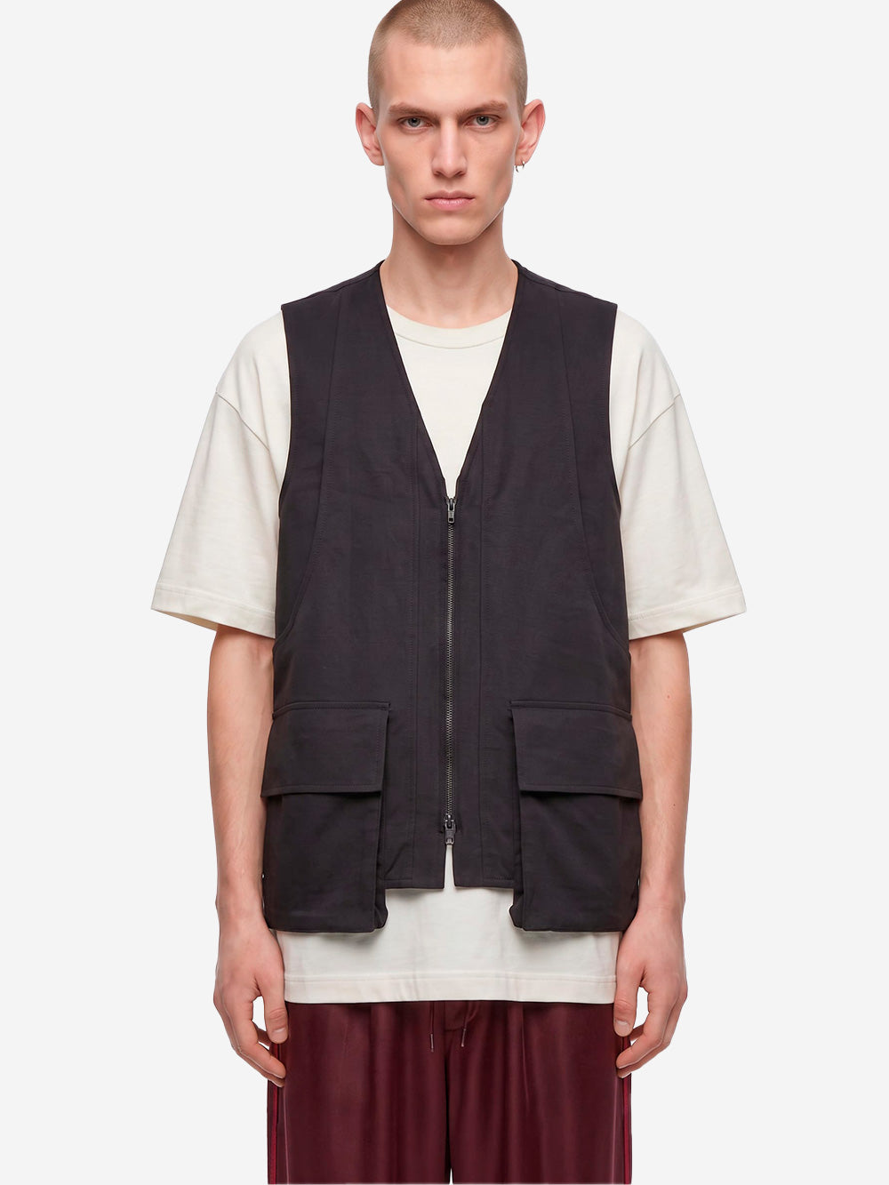 Y-3 Gilet Uniform Pocket con logo a tarsferimento termico Nero Urbanstaroma