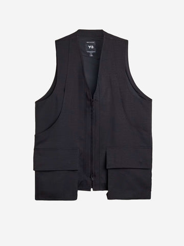 Y-3 Gilet Uniform Pocket con logo a tarsferimento termico Nero