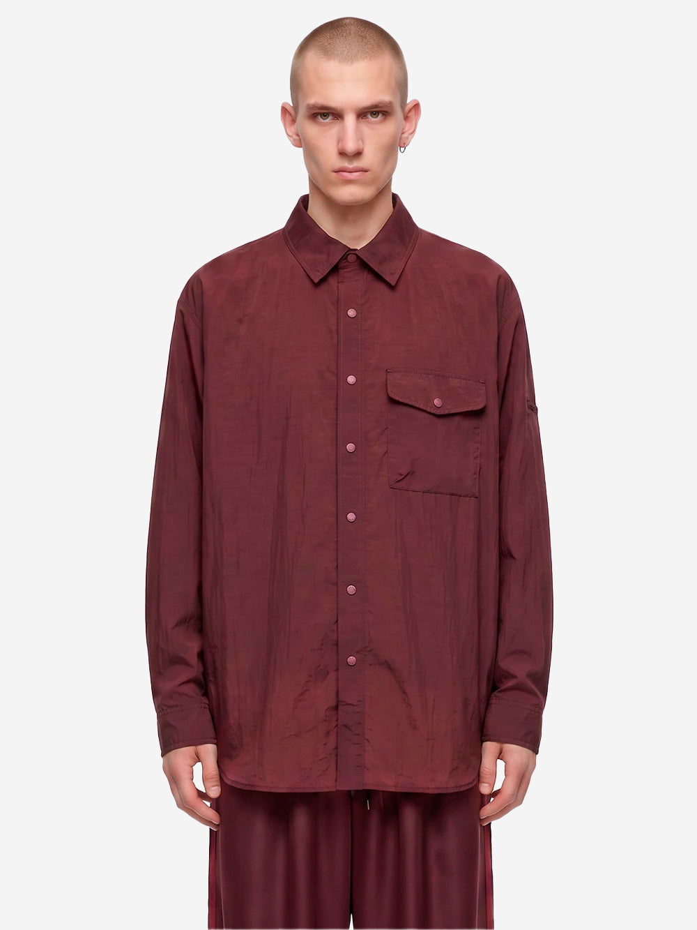 Y-3 Overshirt rossa in taffetà di nylon gradient 3 stripes Rosso Urbanstaroma