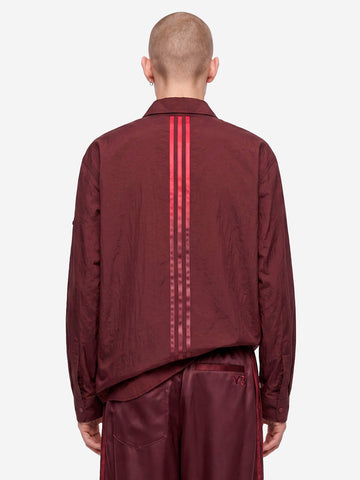 Y-3 Overshirt rossa in taffetà di nylon gradient 3 stripes Rosso